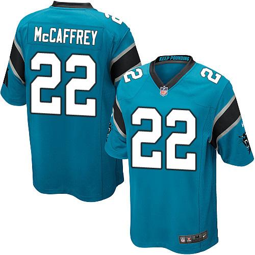 Nike Panthers #22 Christian McCaffrey Blue Alternate Youth Stitched NFL Elite Jersey